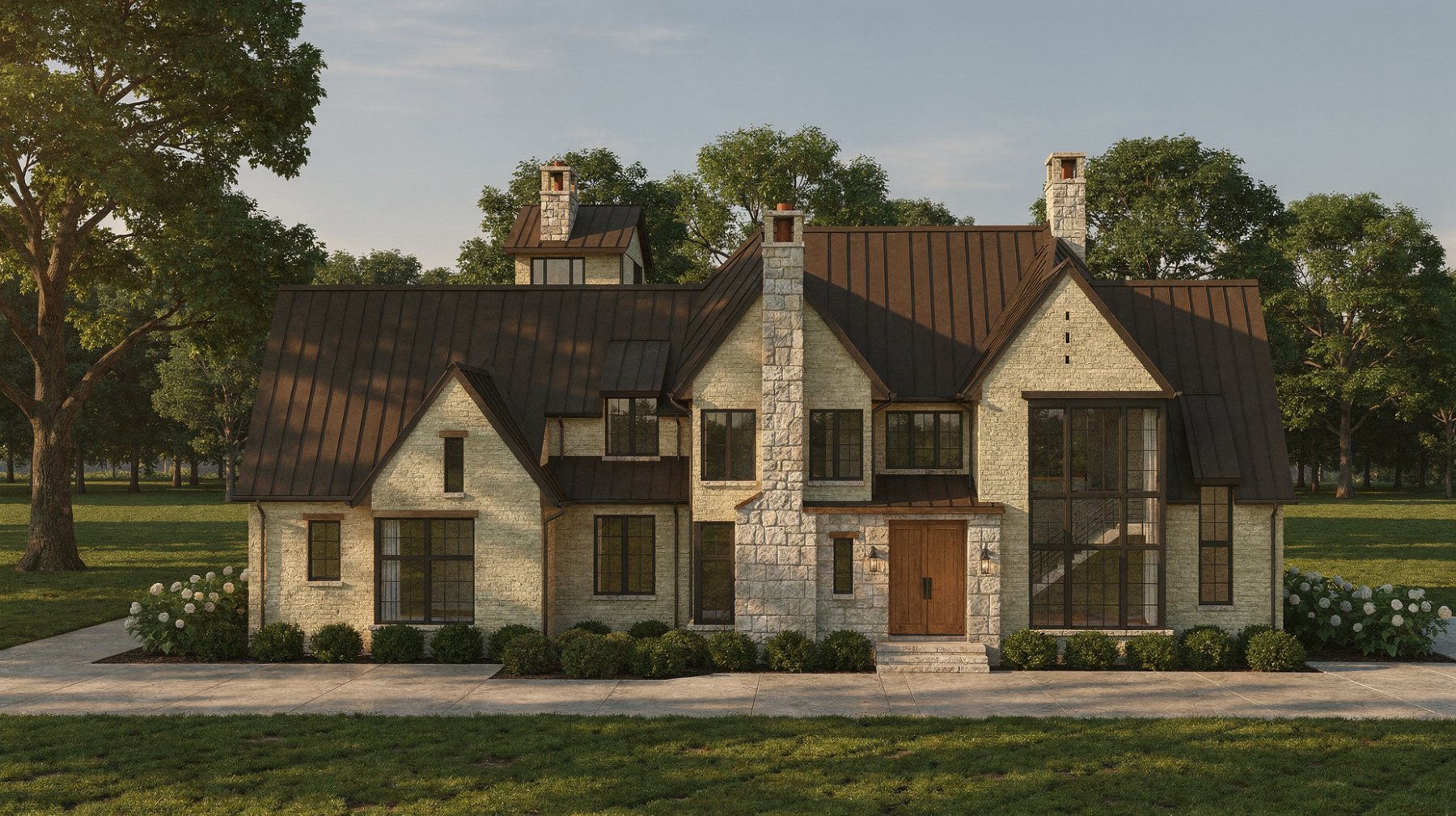 Front elevation in morning light — artist's concept